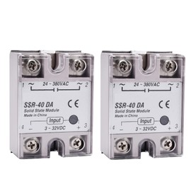 Diymore 2PCS Solid State Relay Module with Plastic Cover 40A SSR-40DA DC-AC,Input 3-32VDC,Output 24-380VAC