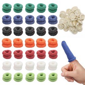 Pack of 70 Finger Bandages, 35 Finger Cots Bandage + 35 Rubber Finger Sleeves, Finger Plasters, Breathable Fingertip Bandage Finger Elastic Bob Finger Protection Used for Injury