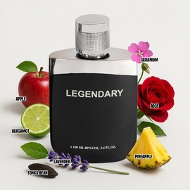 ebc Legendary Eau de Parfum Natural Spray Cologne for Men 100ml/3.4fl.oz. - Fruity, Sweet, Aromatic, Lavender, Fresh Spicy, Woody, Citrus, Vanilla, Herbal & Fresh Scent - Men's Fragrance