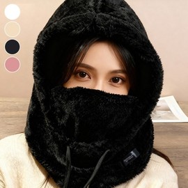 Unisex soft fur 360 degree full cover hood Warmer White/FREE 2ea