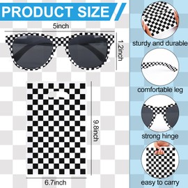 JarThenaAMCS 52 PCS Race Car Sunglasses Wristbands for Racing Car Party Favors Black White Checkered Sunglasses Rubber Wristbands Plastic Candy Bags for Birthday Baby Shower Supplies