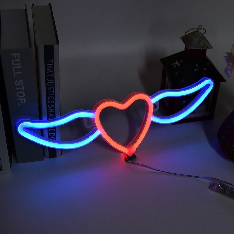Heart Shaped Neon Light Safe Energy Saving Dual Power Heart