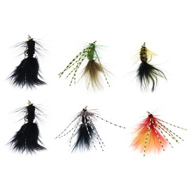 Briny River 6 x two-colour wet fly streamline fishing hooks, suitable for Woolly Bugger Size10