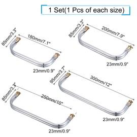 sourcing map Metal Purse Frame 1Set, 7.1/7.9/10/12" Rectangle Lock Frame Kiss Lock Clasp Bag Frame Hardware Replacements for DIY Purse Handle Bag Making Sewing Craft Carpet