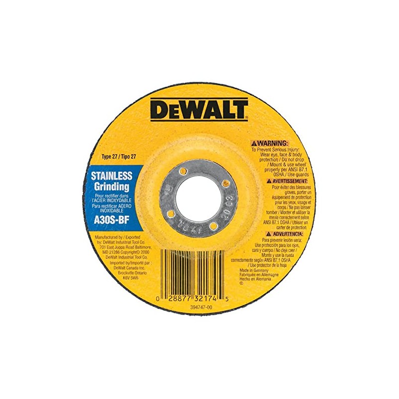 DEWALT DW8414 4-1/2" X 1/4" X 7/8" Stainless Steel Grinding