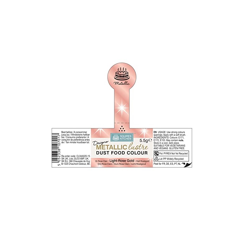 Squires Kitchen Designer Light Rose Gold Metallic Lustre Dust 5.5g