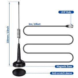 BINGFU Bingfu 27MHz CB Radio Antenna - Magnetic Base, Handheld, PL259 & BNC Male, Compatible with Cobra, Midland, Uniden, Maxon, President Vehicle, Car, Truck, Mobile CB Radio