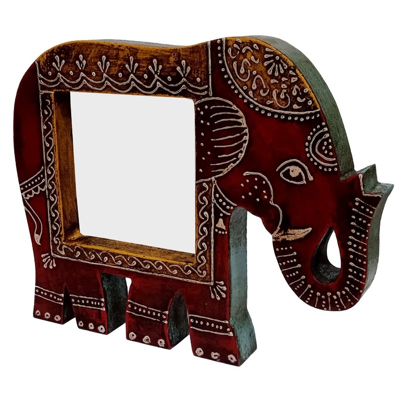 Purpledip Artistic Photoframe Wooden Elephant Shaped for 4x4 inch photo