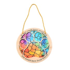 Yunova Pet Sympathy Gift for Cat Owners – Rainbow Suncatcher Memorial Decoration with Paw Print & Quote, 15x15cm Acrylic Hanging Ornament for Pet Loss, Remembrance, Garden or Window