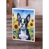 Caroline's Treasures Boston Terrier in Sunflowers Greeting Cards Pack of