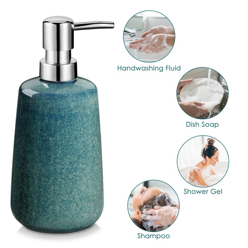 vancasso Green Bathroom Accessories Set, Ceramic Soap Dispenser and Toothbrush