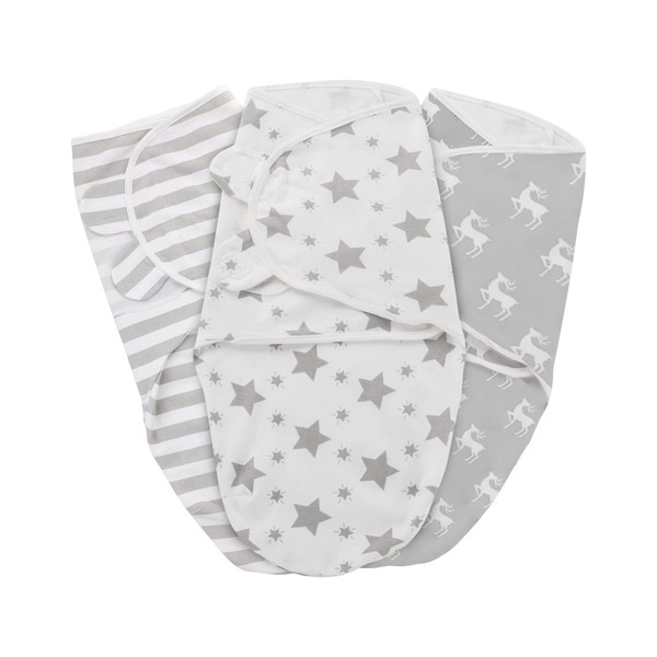 MOXTOYU Baby Swaddle Blanket 0-3 M, 100% Cotton Breathable Baby Swaddle Wrap Newborn, Adjustable Newborn Baby Swaddle Blanket, Gift for Christmas Birthday to Newborn Baby Girl or Baby Boy (3 PACK)