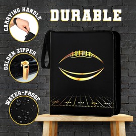 Card Binder 9-Pocket, 900 Pockets (50 Sheets), Premium Zipper Binder for Football Cards, Football Binders for Cards, Waterproof PU, Includes 50 Clear Sleeves
