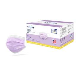 BAYLAB USA ASTM Level 1 Disposable 3-Layer Face Masks, Sea Lavender, Pack of 50