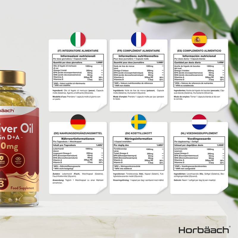 Cod Liver Oil Supplement 1000mg | 360 Softgels | with
