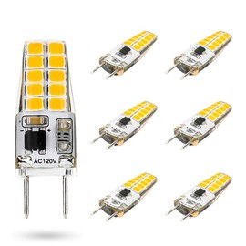 G8 LED Bulb Mini T4 JCD Type 120V Warm White 3W Equivalent to Bi-Pin G8 Base Halogen Bulb 20W-25W Dimmable G8 LED Light Bulb 2700K-3000K for Under Cabinet Lighting, Puck Lights (6 Pack)