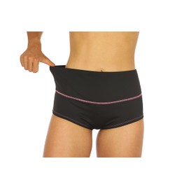 RUMPY Pantalones calientes de talle alto, Negro con hilo rosa, M