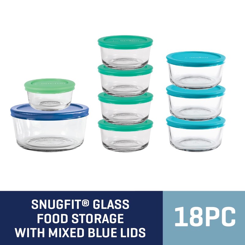 Anchor Hocking 18 Piece Glass Storage Containers with Lids (9