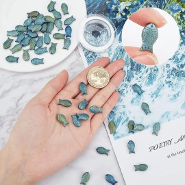 Fish Beads Charms Glass Blue Green 3D 2 Sided Aquatic Findings 15mm 5pcs