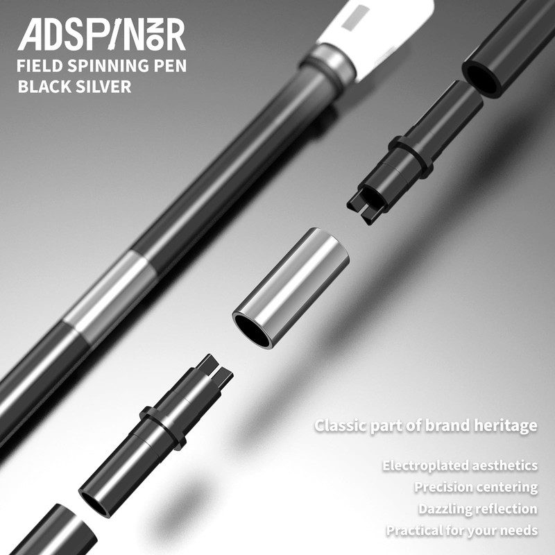 Spinning Pen - Gradient Field Black-Silver, Rolling Finger Rotating Pen