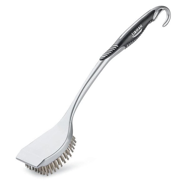 Libman Commercial 566 Long Handle Grill Brush, Stainless Bristles (Pack of 6)