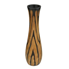 AeraVida Beautifully Hand Carved Etched Dark Brown Mango Tree Wood Vase