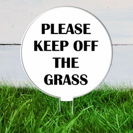 Please Keep Off the Grass" White Acrylic Garden Sign - Durable Weather-Resistant Lawn Protection Stake for Gardens, Lawns, and Public Spaces - Clean and Visible Lawn Preservation Sign