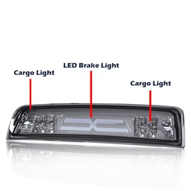 LED 3rd Brake Light X Brake Light Fit Dodge Ram 3500 2010,Fit Dodge Ram 1500 2009-2017,Fit Dodge Ram 2500 2010-2017 High Mount Stop Light Rear Tail Cargo Lamps Smoked Lens Chrome Housing