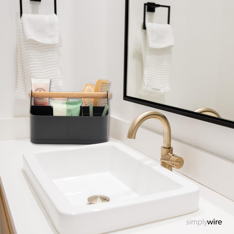simplywire Makeup Organizer - Bathroom Caddy - Black