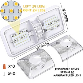 DreamAug RV Lights - 12V LED Lights, RV LED Lights Interior 12 Volt | Double Dome | DC 12V | 8W | LED Interior Ceiling Lights for RV Trailer Camper Boat Cargo Van