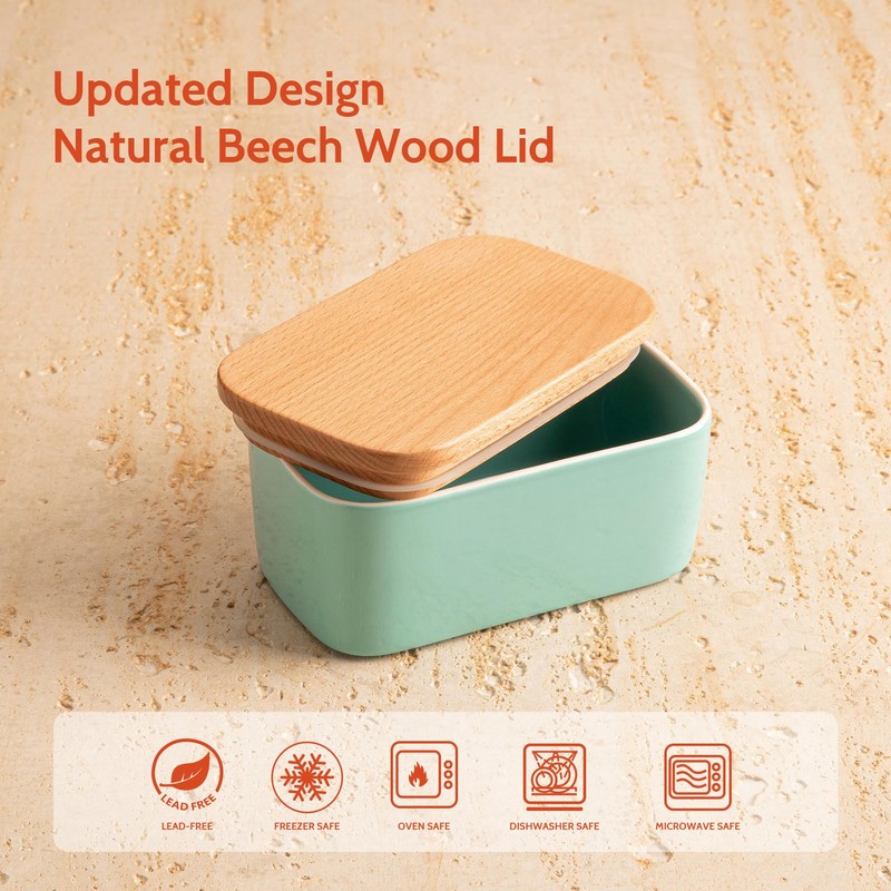 Sweese Large Butter Dish with Lid for Countertop, Airtight Butter