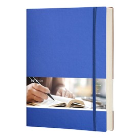 EMSHOI B5 Notebook Bullet Dotted Journal - 19 x 25 cm Large Leather Notepad with Sticky Notes, 192 Numbered Pages, 100gsm Dot Grid Paper, Softcover, for Women Men Drawing Work - Blue