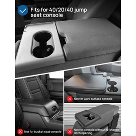 ISSYAUTO Center Console Cover Compatible with 2015-2025 F150, 2017-2025 F250 F350 F450 with 40/20/40 Jump Seat, Neoprene Armrest Cover Middle Console Cover (Jump Seat Only)