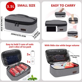 Gloppie Lunch Box Insulated Soft Bag Mini Cooler Tote Food Containers Portable for Work Office Travel,Grey