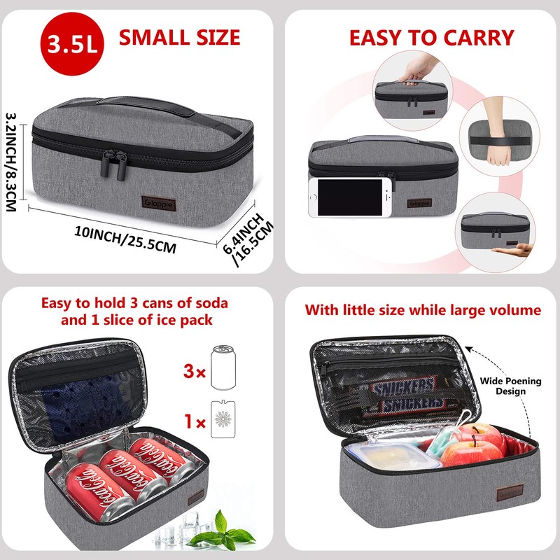Gloppie Lunch Box Insulated Soft Bag Mini Cooler Tote Food