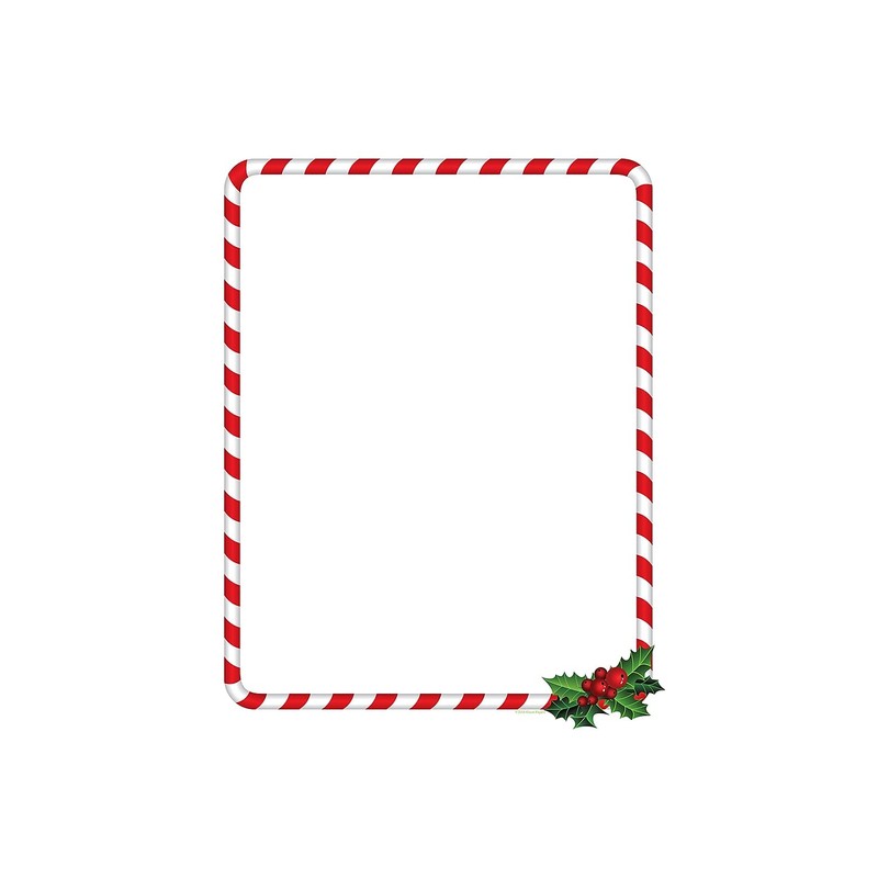 Great Papers! Candy Cane Holly Holiday Letterhead, 8.5" x 11",