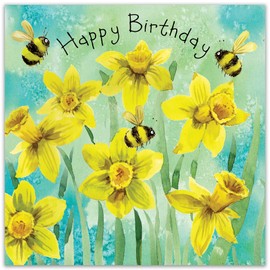 Twizler Birthday Card Daffodils - Mum Birthday Card Dad - Happy Birthday Card for Her or Him - Birthday Cards for Women or Men - Welsh Birthday Card Wales