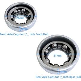 Young Wolf 4 Front Axle Shells for 5/16 Front Wheel Hub + 4 Rear Axle Shells for 3/8 Rear Hub Mountain Bike Bicycle with 2 Front and 2 Rear Hub Bearings