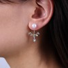 Wendalern Pearl CZ Ear Jacket Earrings Teardrop Crystal Dangle Earrings