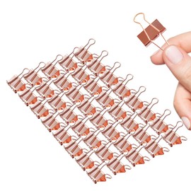 Small Binder Clips 0.75 Inch Rose Gold 40 Pcs, Binder Clips 19mm 3/4 Inch for Teacher School Office and Business