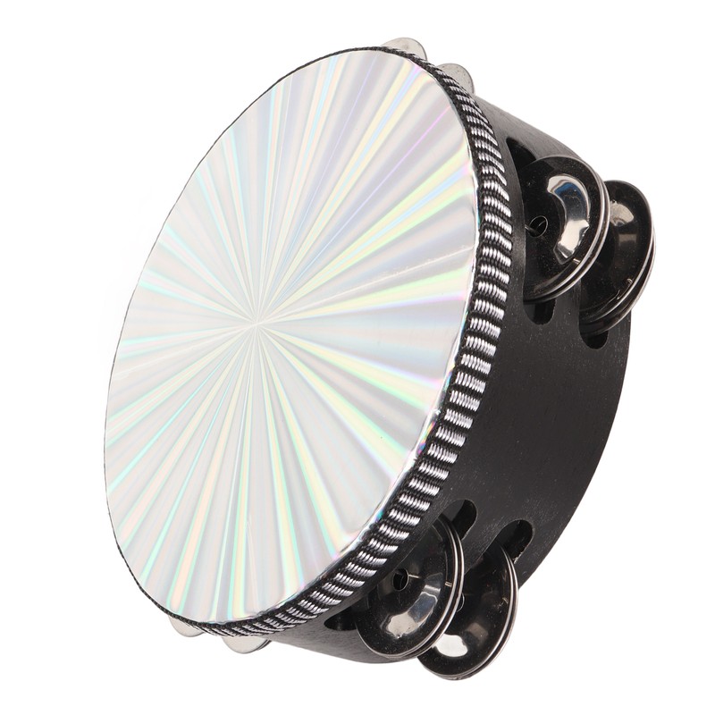 6 Inch Tambourines Double Row Melodious Polished Reflective Drum Hand