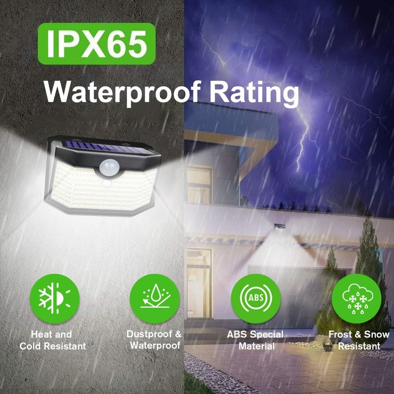 HMCITY 120 LED Outdoor Solar Lights with Motion Sensor and