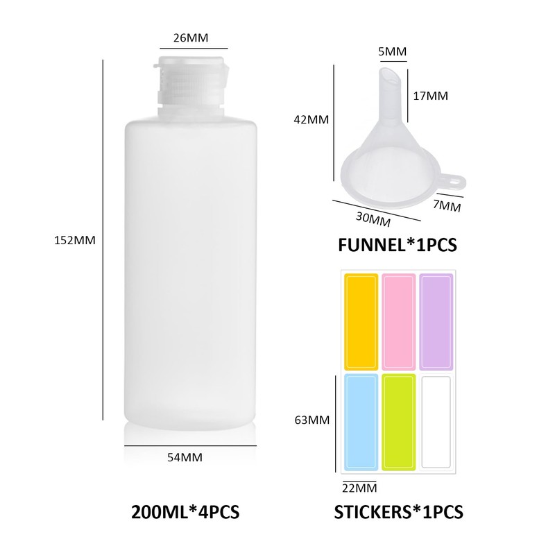ATBUSS Pack of 4 200 ml squeeze bottles with hinged