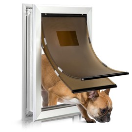 Rseord Durable Pet Door, Aluminum Door for Dog and Pets, Medium Doggie Door with Double Automatic Closing Magnetic Flaps, Ideal for Interior and Exterior Doors, Screen and Wall, Weather Resistant