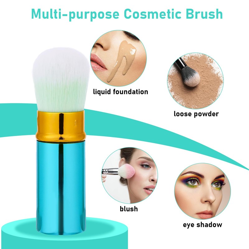 Retractable Foundation Brush, 2 Pieces Travel Blush Brush, Kabuki Brush,