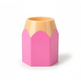SPHTOEO Cute Pencil Shaped Pen Holder for Desk - Fun Classroom Decor & Teacher Appreciation Gifts - Pencil Flower Vase & Desktop Stationery Organizer for Kids & Girls (Pink)