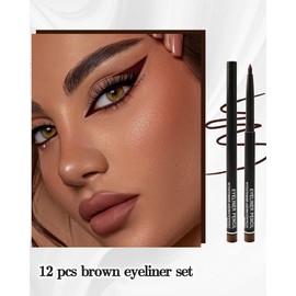 Matte Brown Eyeliner Pencil, Waterproof Long- lasting Waterline Gel Eyeliner, Eye Liner Pencils for Older Women, Delineador de ojos Contra El Agua, Retractable Eyeliner Pen for Women and Girls- #02