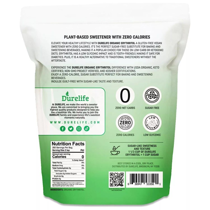 Durelife USDA Organic Erythritol Sweetener 5 lb