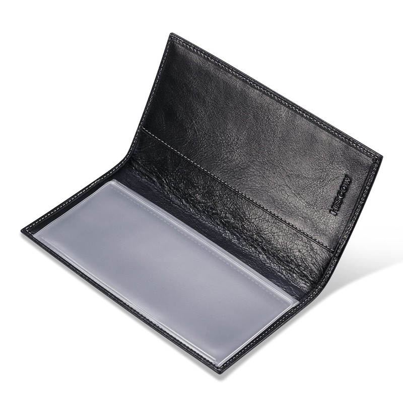HISCOW Minimalist Checkbook Cover - Italian Leather (Antiqued Black)