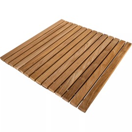 Nordic Style Teak Wood Natural String Shower and Bathmat 19.6″ x 19.6″